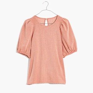 Madewell Floral Jacquard Puff-Sleeve Tee size L short sleeve